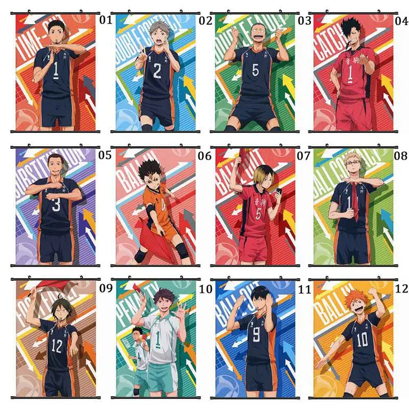 Японское Аниме Haikyuu! Shoyo Hinata Kageyama Tobio Sugawara Koushi Манга настенный постер свиток