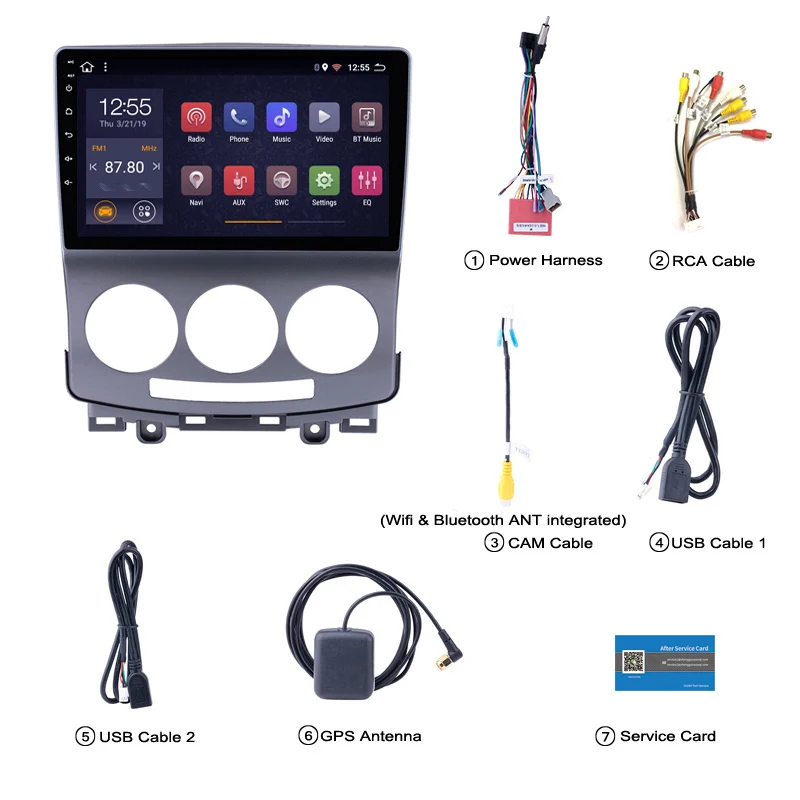 Clearance 9 INCH PX6 4G+64G Android 9.0 Car Radio DVD Player for Mazda 5 2005-2010 GPS Glonass Navigation Audio Video 5