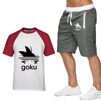 

2020 Anime Dragon Ball Z T-shirts Men Casual Cotton Summer Fashion Short Sleeve Son Goku Harajuku Man T-shirts Pants Suit