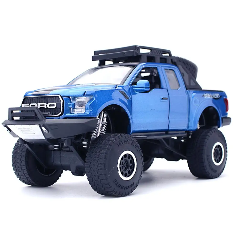 Детские игрушки 1:32 модель из сплава игрушка автомобиль для Ford F150 Raptor звук и свет и скользящая игрушка для детей - Цвет: Blue