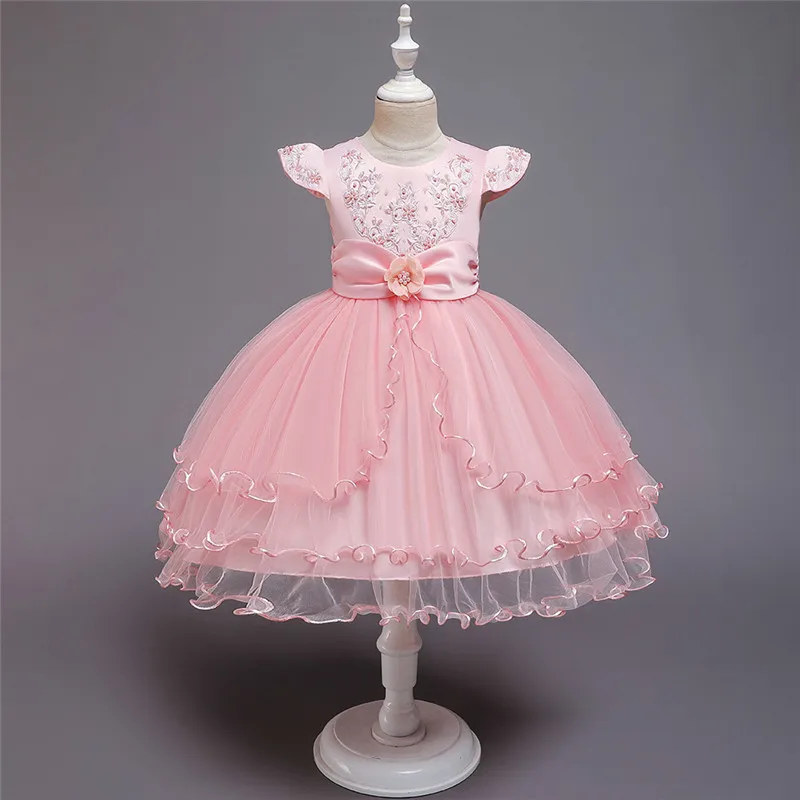 Lace Embroidery Baby Girl Dress 1-8 Years Wedding Girls Kids Party ...