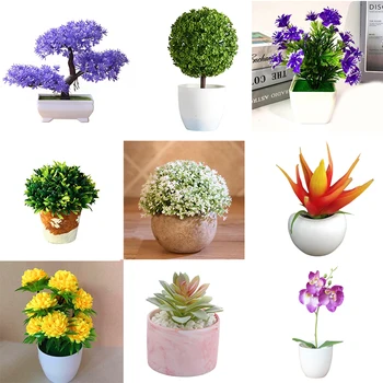 

Artificial Plants Bonsai Small Tree Pot Plants Fake Flowers Potted Ornaments For Home Decoration Hotel Garden Decor
