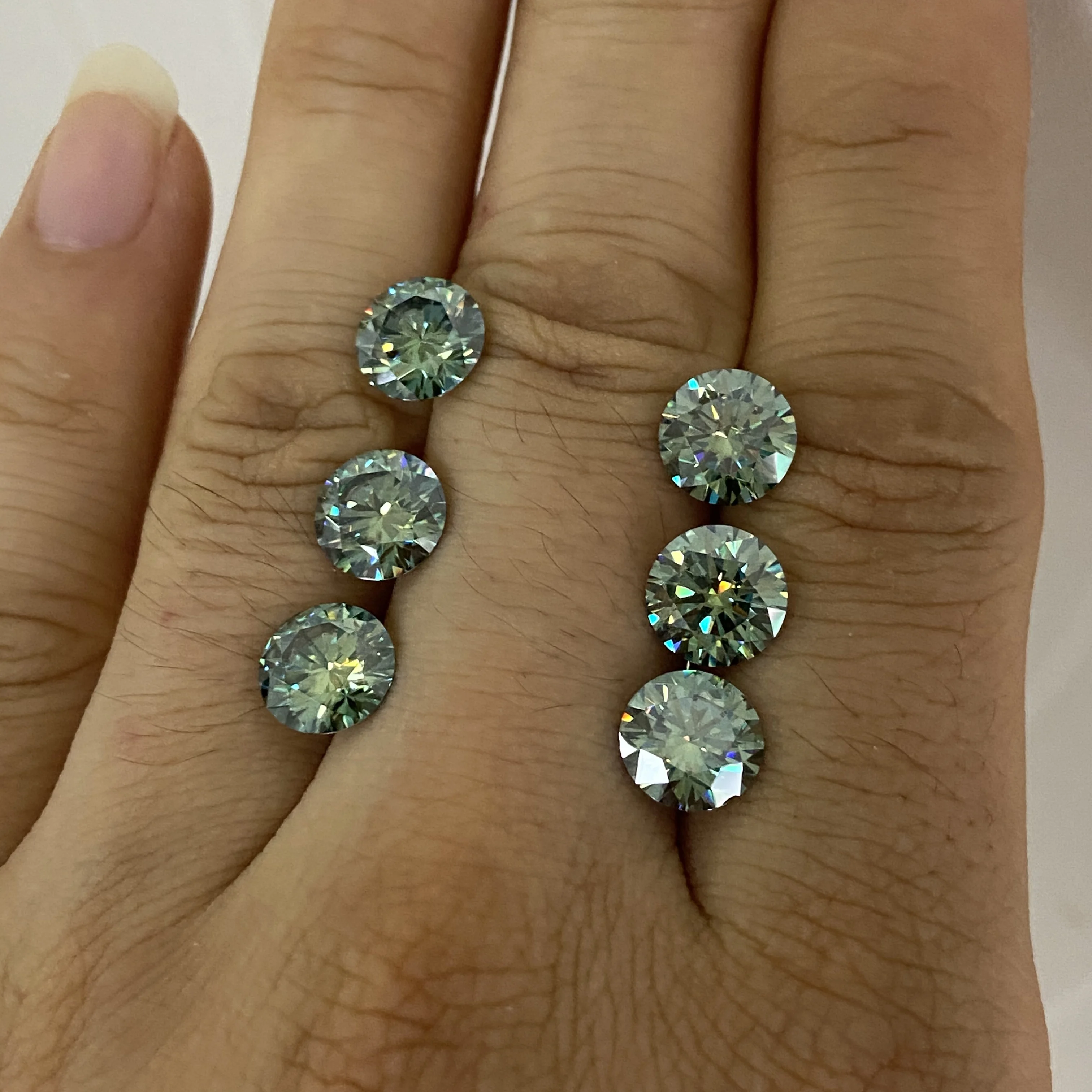 New color moissanite diamond 1ct 6.5 mm Blue Green Loose Moissanite stone