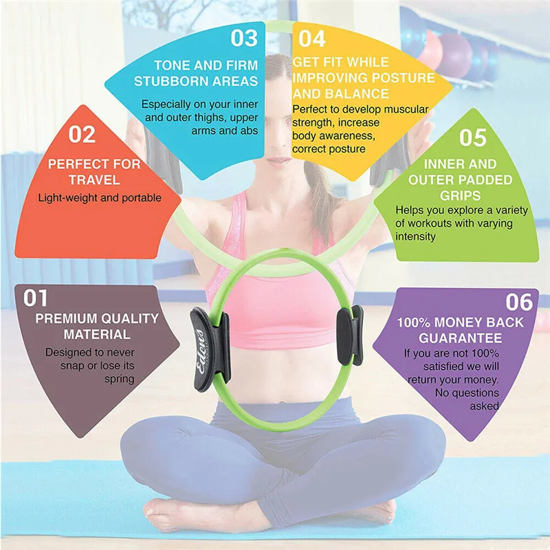 Women Yoga Pilates Circles Dual Grip Magic Circle Body Exercise Fitness Weight Yoga Tool Kit Shape Pilates Circles For Women yoga circle,pilates ring