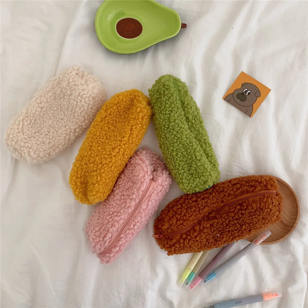 1 PC Lambswool Pencil Cases Bags Creative Cute Kawaii High Quality Zippered Bag School Office Stationary Supplies New Arrive Hot |
