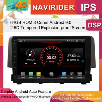 

Car Multimedia Player 9inch IPS Screen Monitor GPS tape recorder Bluetooth Android 9.0 For HONDA CIVIC 2016 2017 2018 Auto Audio