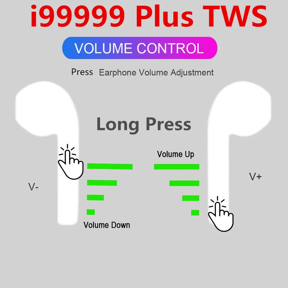 i999999 Plus TWS Wireless Earphone Air2 Bluetooth 5.0 Earphone Volume Control 10D Super Bass Earbuds PK i50000 i9000 i90000 Max