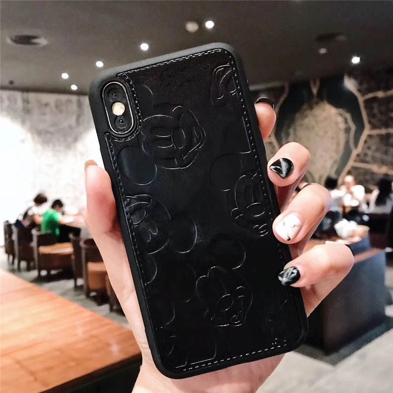 Популярный кожаный чехол с рисунком Минни Маус для iPhone 11 Pro X Xs Max XR 8 7 6 6S Plus, милый мягкий кожаный чехол с 3D тиснением