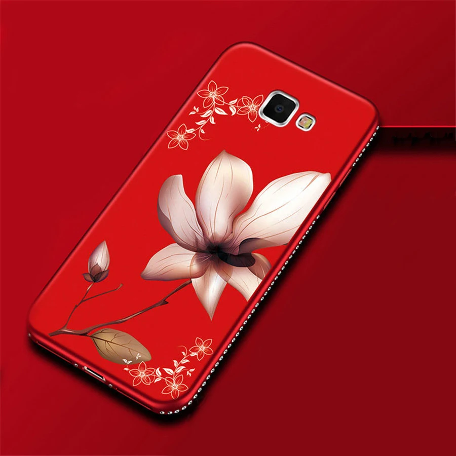 Мягкий ТПУ цветочный чехол со стразами для Samsung Galaxy A6 Plus A8 A5 J2 J3 J7 Pro core 2018 A730F J250 J5 J7J2