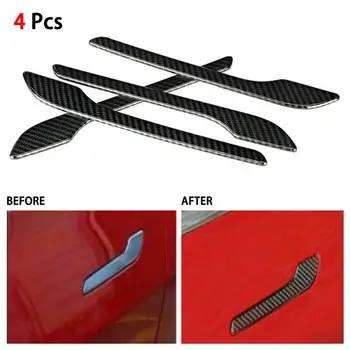 

4pc Carbon Fiber Car stickers and decals Car Exterior Door Handle Cover Sticke Trim For Tesla Model 3 2018 2019 Car Styling
