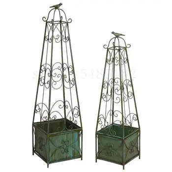 

European-style wrought iron bird cage flower stand floor climbing rattan flower pot balcony courtyard outdoor clematis bracket