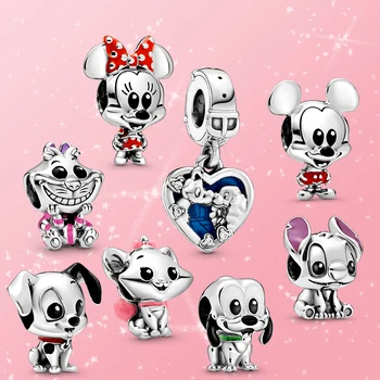 

2Pcs New Space Creature Stitch Cat Dog Sheep Bunny Animal Charm Beads Fit Brands Bracelet Necklace Accessories Childen Jewelry