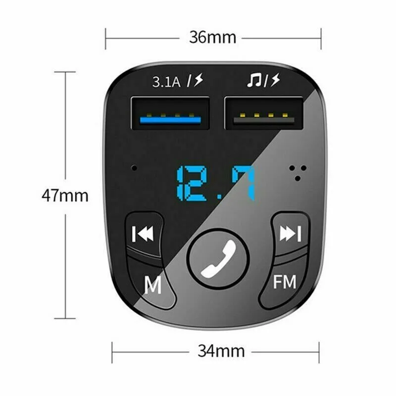 Car Audio MP3 Player FM Transmitter Radio Wireless Hands Music Receiver Dual USB Interface Fast Charger Adapter