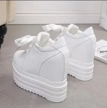 

New 2020 High Heels Ladies Casual Shoes Women Wedges Platform Shoes Female Chaussure Femme Swing Slimming Shoes White