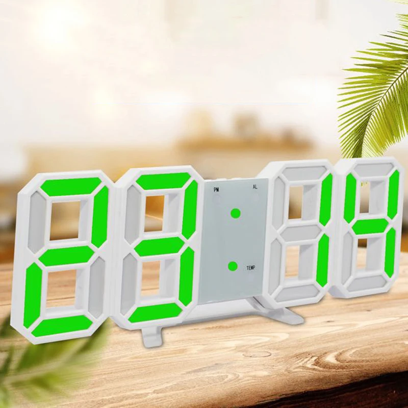  Multi-function Digital Electronic Clock 3D LED Wall Desk Brightness Adjustable Snooze Alarm Clock 1