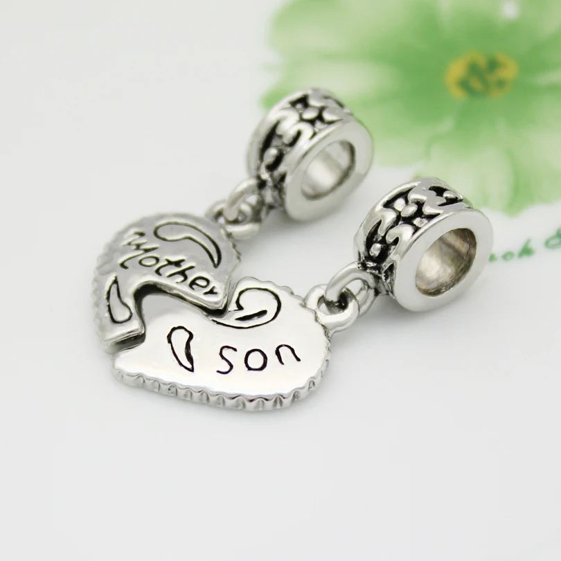 Очаровательные браслеты для мамы и дочки с сердечками и надписью Love Mom, браслеты с бусинами, подходят для браслетов Pandora