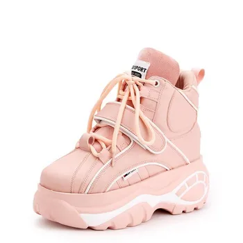 

New Super fire women's boots fashion high-top Height casual increasing women Booties autumn winter thick-soled Female sneakers