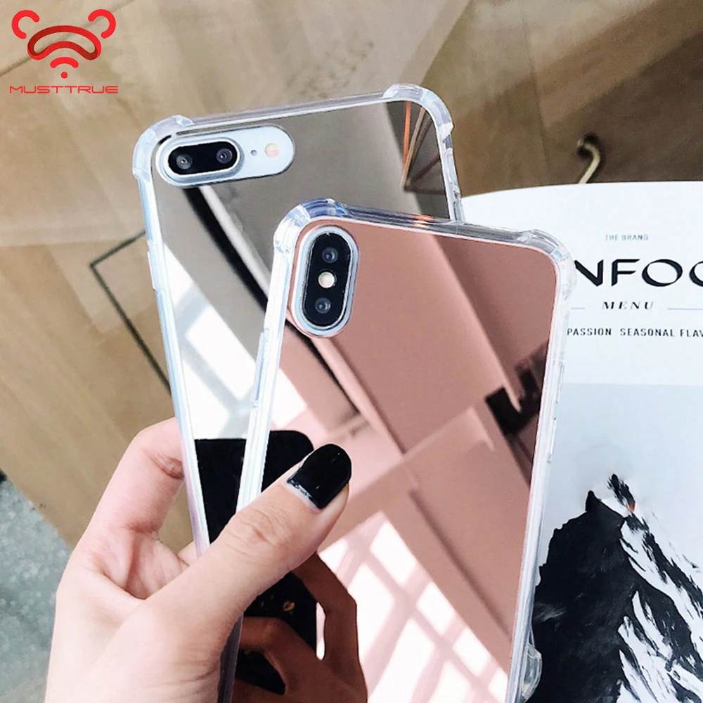MUSTTRUE для iPhone X XS MAX XR зеркальный чехол PC + TPU телефона угловой защитный iphone 6 6s 7 plus 8
