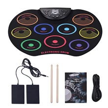 Drum-Pads Roll-Up-Drum-Set Compact-Size Silicon Kids 9 with Foot-Pedals for Usb/battery-Powered