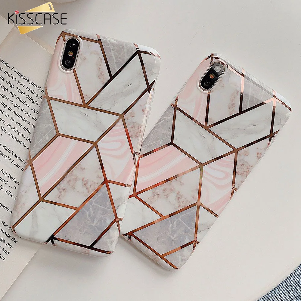 KISSCASE мраморный Телефон чехол для iPhone 7 XR X XS MAX чехлы с геометрическим рисунком 8 6 6S