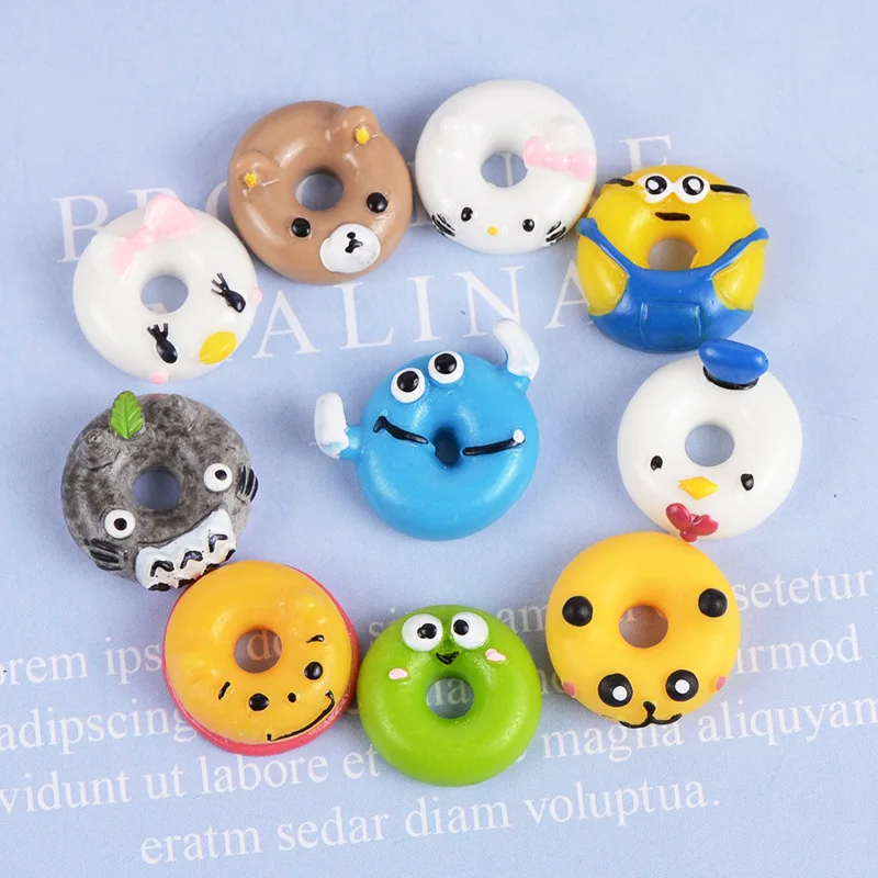 

10pcs/lot Resin Cartoon Animal Butter Donut Jewelry Accessories DIY Hair Accessories Mobile Phone Case Material Jewellery Making