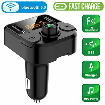

Car bluetooth FM Transmitter MP3 Player Handsfree Radio Adapter Dual USB Fast Car Charger For Mobile Cell Phone Accessories