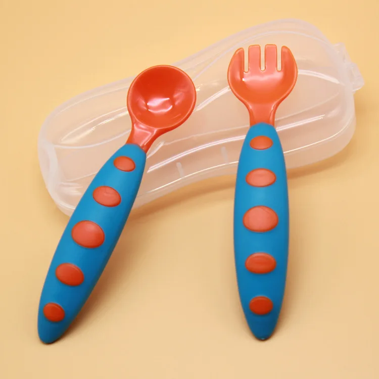2pc Children Tableware Baby Spoon Fork Set Children Utensil Safety Tableware Infant Solid Feeding Flatware for Baby Feeding Bowl