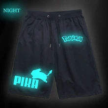 Pokemon Pikachu светящиеся дышащие спортивные брюки Gengar для женщин и мужчин спортивные короткие штаны Бег трусцой шорты для спортзала спортивная одежда