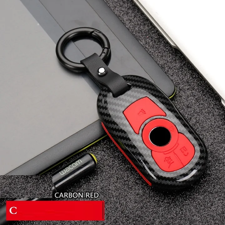 C Carbon red Углеродное волокно ABS Автомобильный Дистанционный корпус умного ключа крышка ключа Держатель для OPEL Astra Buick ENCORE ENVISION Лакросс VELITE5 GL8 - Название цвета: C Carbon red
