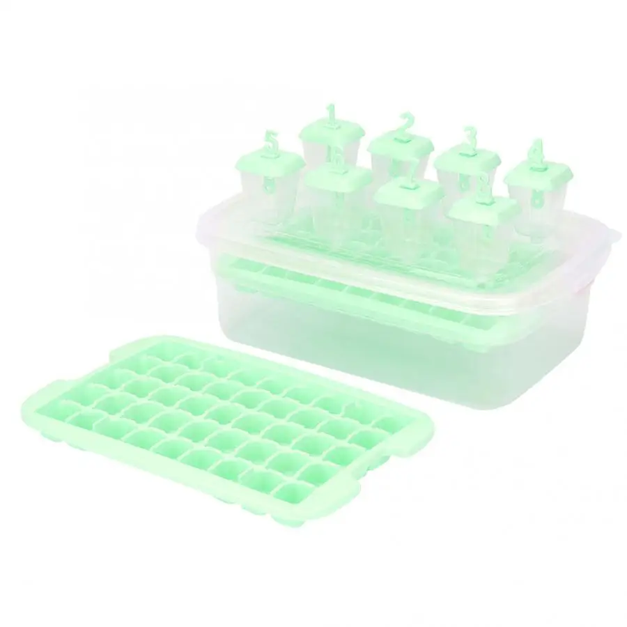 Зеленый Ice Cube Maker Non-Toxic Popsicle Plastic Integrated Ice Ice Mold With Cover Diy Ice Mold Whiskey Party Bar Tools - Цвет: Зеленый