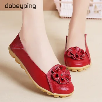 

Fashion Flower Women Flats Spring Autumn Woman Loafers Genuine Leather Female Shoes Slip On Ballet Women's Shoe Plush Size 35-42
