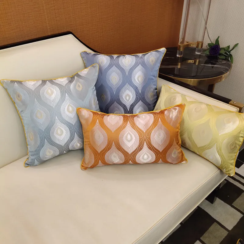 

Peacock Feather Pillow Case Faux Silk Cushion Cover Home Decorative Pillow Cover 45x45cm/30x48cm Blue Ivory Orange Dark Green