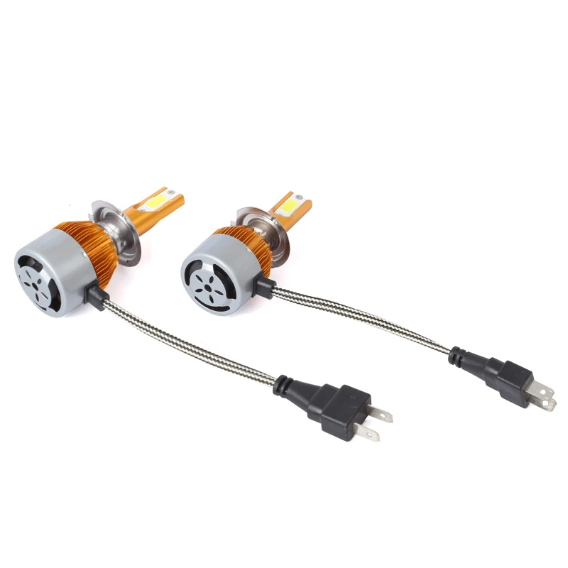 2pcs C6 светодиодный автомобильный головной светильник COB H7 36W 7600LM белый светильник золотого цвета