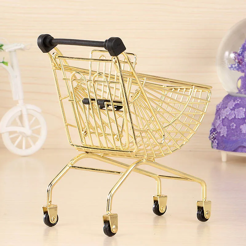 

Mini Supermarket Handcart Shopping Cart Storage Trolley Kids Pretend Play Toy