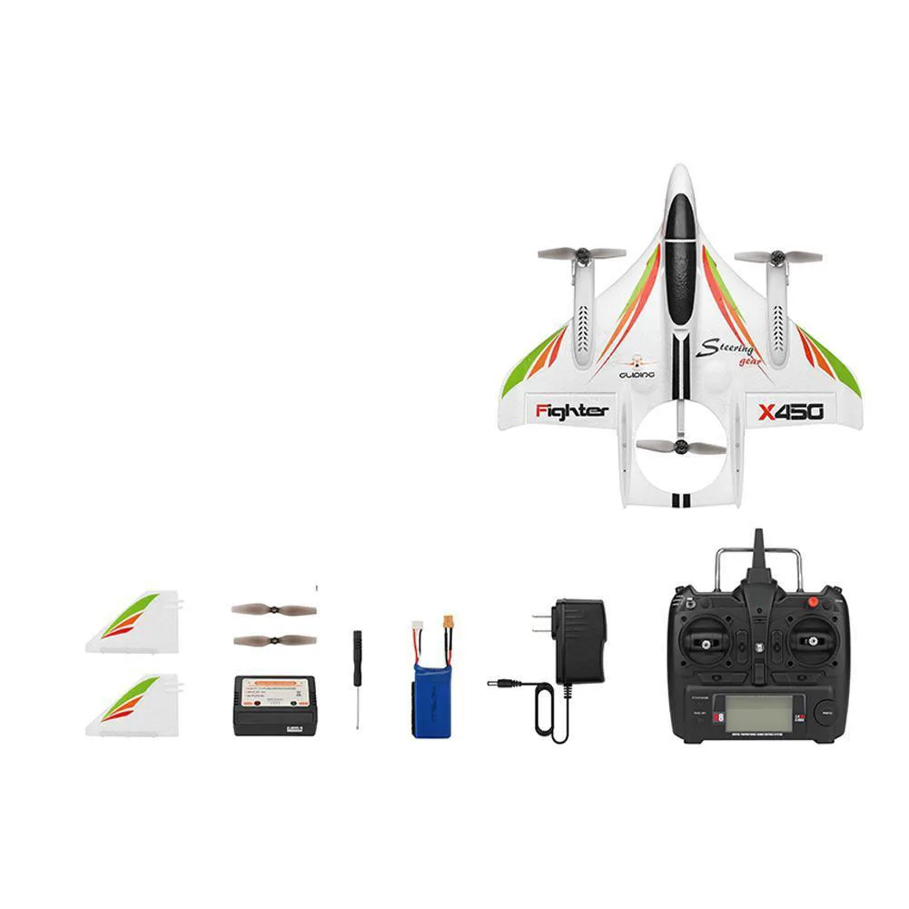 RC самолет X450 6-way с бесщеточным двигателем вертикальный взлет/посадки с фиксированной крыло самолет самолета ведущих звезд