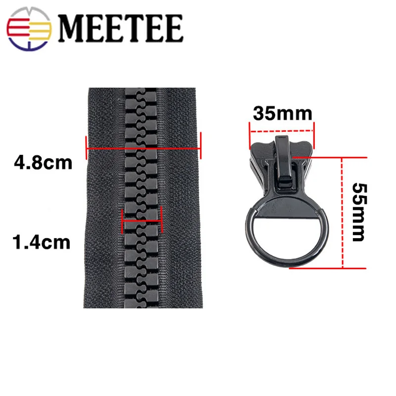 Meetee 20 # большие молнии из смолы черные двойные слайдеры открытые для пуховиков