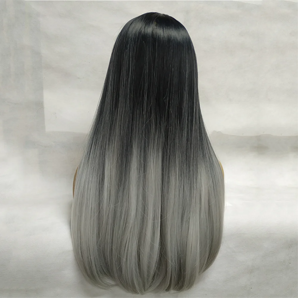 Длинные прямые волосы черные с челкой синтетические парики для женщин афро