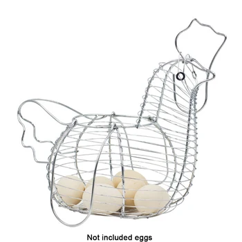 

Iron Wire Organizer Hen Shape Food Container Basket Holder With Handle Storage