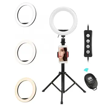 

High Quality 8In Live LED Ring Selfie Fill Light Set with Phone Clip Adjustable Tripod 3 Lighting Modes