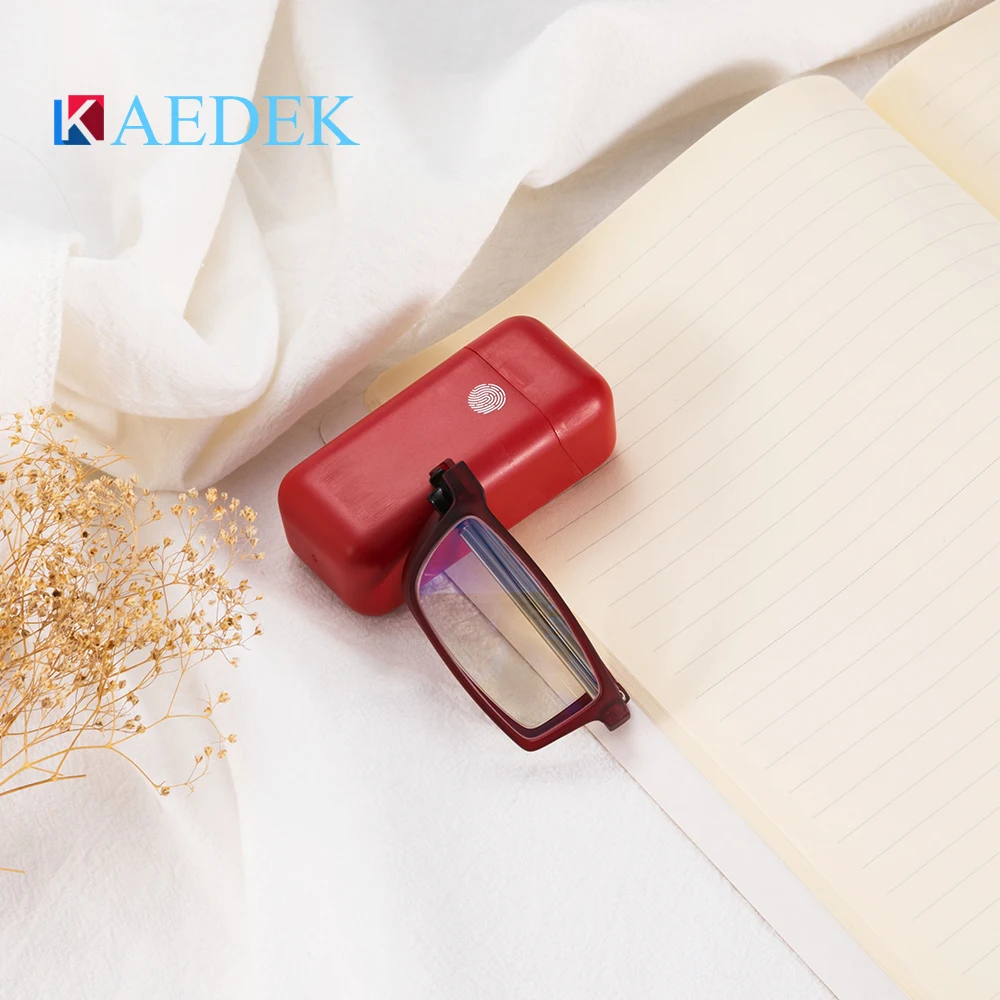 

Популярные модные дизайнерские мини-очки KAEDEK для чтения для мужчин и женщин, складные маленькие очки в оправе, черные металлические очки с оригинальной коробкой, портативные