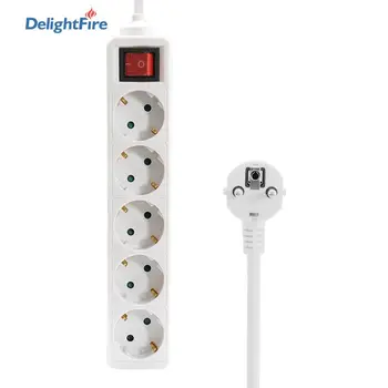 

Power Strip EU Electrical Plug Outlet Sockets 5 AC Outlet Lead Extension with Switch Adapter Extenstion Cord Cable 1.5m
