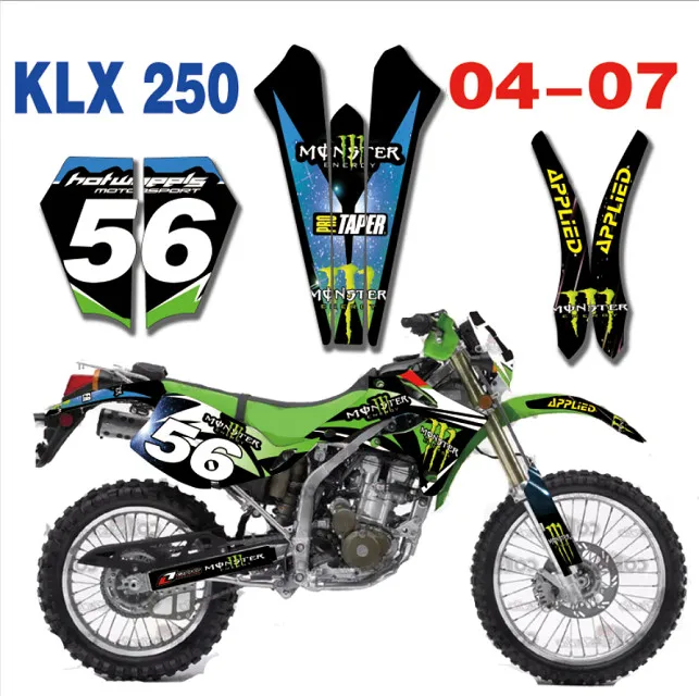 3m наклейки KLX250 KL250X по индивидуальному заказу мотоцикл Графический Stickser комплект для Kawasaki KLX 250 250KLX 2003 2004 2005 2006 2007