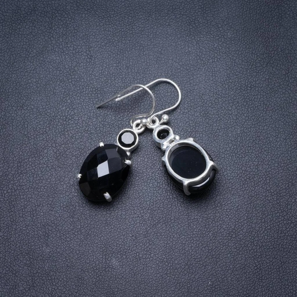 

Natural Black Onyx Handmade Unique 925 Sterling Silver Earrings 1.5" Y3627