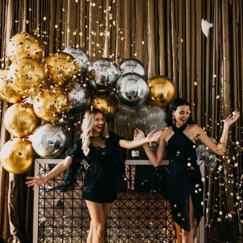 

1pc New 4D Round Aluminium Folm 18inch Balloons Festival Celebration Wedding Happy Birthday Party Decoration Rose Gold Sliver