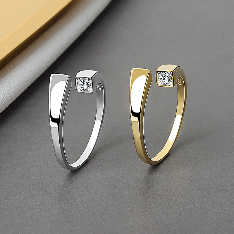 Silver Rings Real 925 Sterling Silver Rings Women vintage zircon open round Engagement Rings Silver 925 Jewelry Anillos Mujer