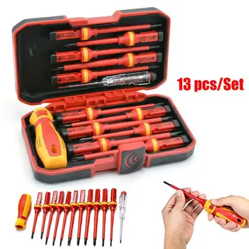 

13pcs 1000V Changeable Insulated Screwdrivers Set and Magnetic Slotted Pozidriv Torx Bits Electrician Tools Hand Tools