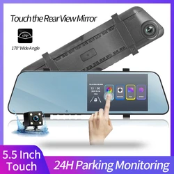 Dashcam – enregistreur vidéo de voiture DVR, écran tactile Ultra fin de 5.5 pouces, double objectif, HD 1080P 
