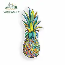 EARLFAMILY 13cm x 13cm Cartoon Pineapple Car Stickers Vinyl JDM Bumper Trunk Truck Graphics Waterproof Anime 3D DIY Fine Decal