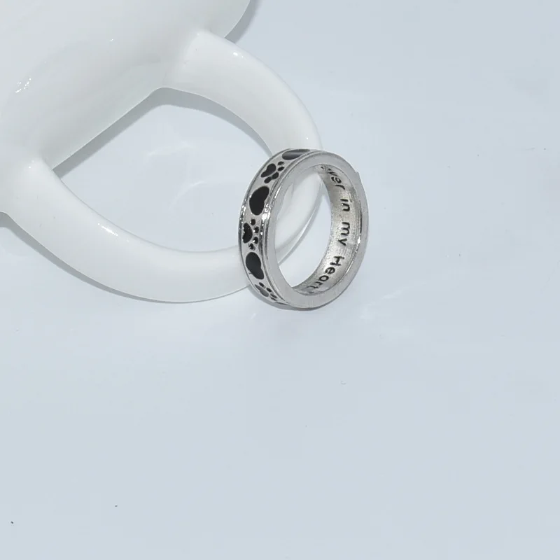 Europe And America Accessories Always by my Side Forever Heart DOG'S Paw Couples Ring Hot Selling
