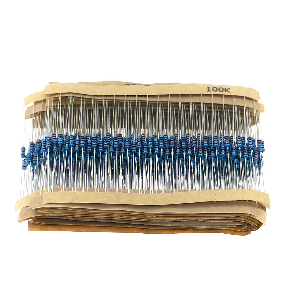 600pcs/lot 30Values* 20pcs 1% 1/4 W resistor pack set diy Metal Film Resistor kit use colored ring resistance (10 ohms~1 M ohm)